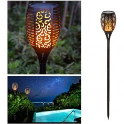 Solar Flame Stake Light - Plastic 4.72-in Black