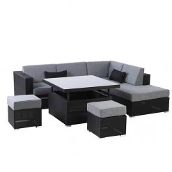 Style Selections Soho Patio Sectional Seating Set - Grey/Black - 6 Seats