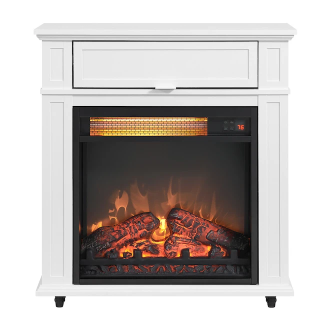 Style Selections Rolling Electric Fireplace - Infrared - 25.6-in - White Oak 3 Style Selections Rolling Electric Fireplace - Infrared - 25.6-in - White Oak