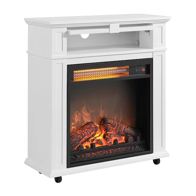 Style Selections Rolling Electric Fireplace - Infrared - 25.6-in - White Oak 4 Style Selections Rolling Electric Fireplace - Infrared - 25.6-in - White Oak - Image 2