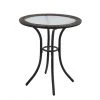 Style Selections Spruce Hills 28 3/16-in Round Patio Brown Bistro Table in Steel and Tempered Glass