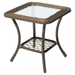 Style Selections Spruce Hills Brown 20-in x 20-in Patio Side Table