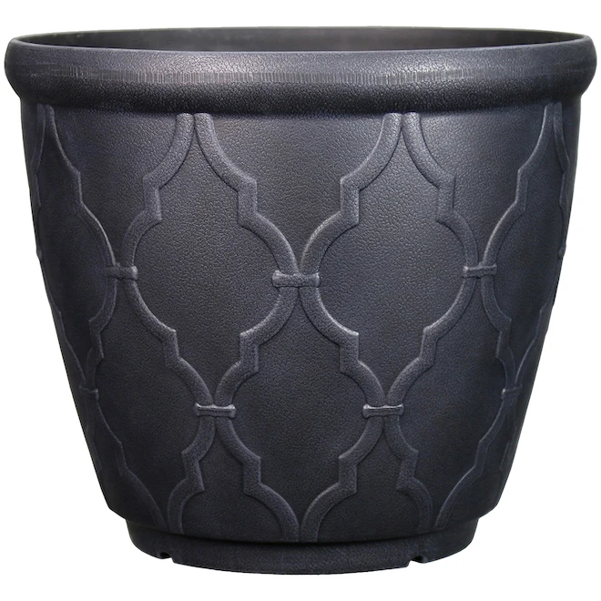 Style Selections Pot with Quatrefoil Design - 15-in - Polypropylene - Grey 3 Style Selections Pot with Quatrefoil Design - 15-in - Polypropylene - Grey