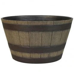 Style Selections Flower Barrel - Resin - Garden Party - 14.6" - Brown