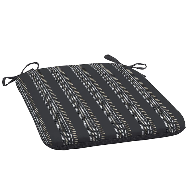 Style Selections Reversible Patio Chair Cushion - 19-in x 18-in x 2.5-in - Polyester - Striped Black Pattern 3 Style Selections Reversible Patio Chair Cushion - 19-in x 18-in x 2.5-in - Polyester - Striped Black Pattern