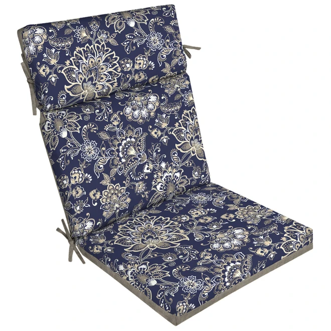 Style Selections Reversible Patio Chair Cushion - Polyester - Blue and Grey Flower/Solid Pattern 3 Style Selections Reversible Patio Chair Cushion - Polyester - Blue and Grey Flower/Solid Pattern
