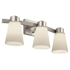 Bathroom Wall Sconce - Steel - 3 Lights - Nickel