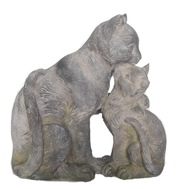 Garden Statue - Cats - 13.7" x 7.4" - Resin - Grey 3 Garden Statue - Cats - 13.7" x 7.4" - Resin - Grey