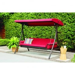 Style Selections Futon Swing - 3-Person - 8-ft - Steel/Polyester - Red/Brown -STYLE SELECTIONS Online Shop 44315009b L