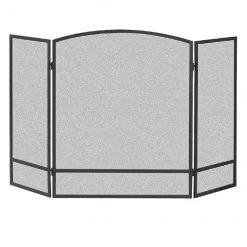 Steel Fireplace Screen - 3-Panel - 47.87"x 28.9" - Black