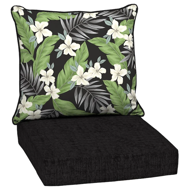 Style Selections 2-Piece Oliani Tropical Black Floral Deep Seat Patio Chair Cushion 3 Style Selections 2-Piece Oliani Tropical Black Floral Deep Seat Patio Chair Cushion