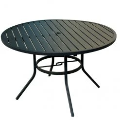 Style Selections Pelham Bay Patio Dinner Table - 48-in x 29 1/4-in - Matte Black Steel