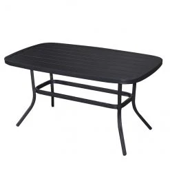 Style Selections Pelham Bay Outdoor Table with Round Corners - Steel - 40-in x 22.5-in x 20.25-in - Black
