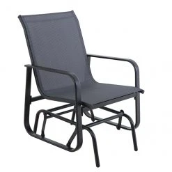 Style Selections Black Glider Patio Chair - 24-in x 36-in x 27-in - Steel