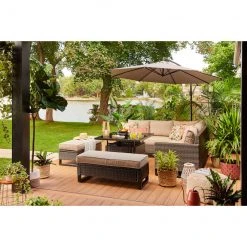 Style Selections Greige 10-ft Offset Patio Umbrella - Polyester -STYLE SELECTIONS Online Shop 48655103d L
