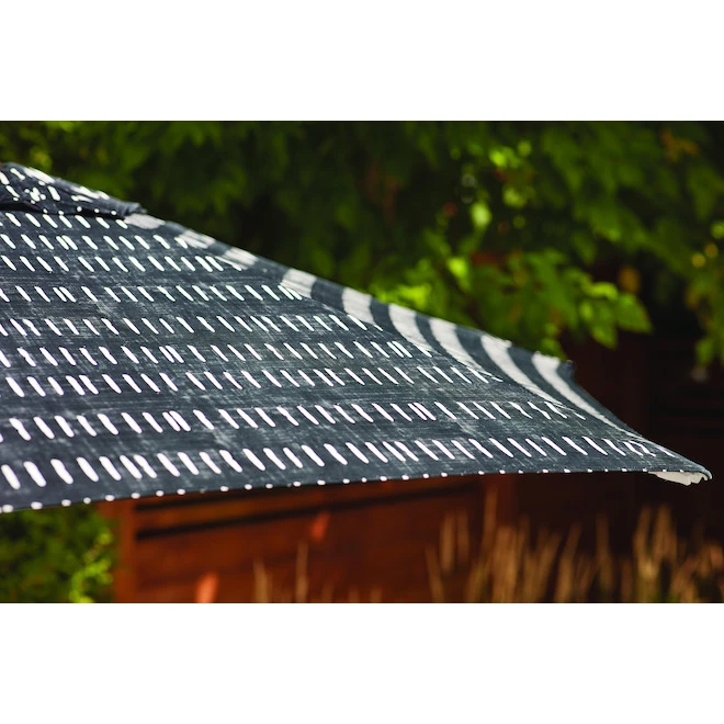 Style Selections Striped Market Umbrella - 7.5-ft x 7.5-ft - Polyester - Black 4 Style Selections Striped Market Umbrella - 7.5-ft x 7.5-ft - Polyester - Black - Image 2