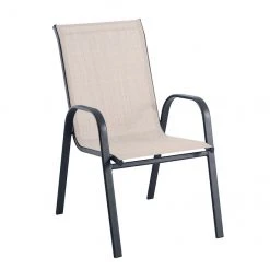 Style Selections Beige Steel and Sling Stackable Outdoor Chair