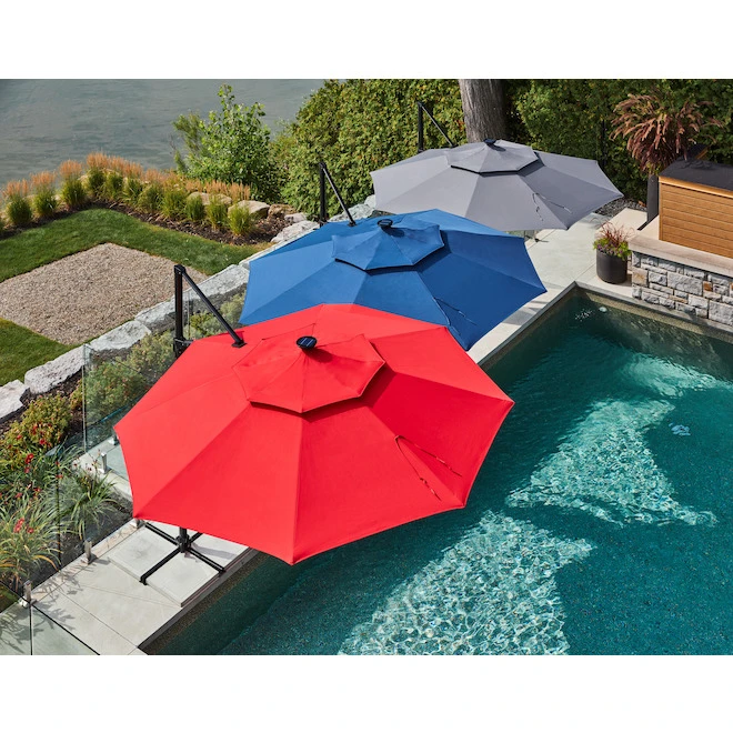 Style Selections 11-ft Offset Umbrella - Red - Aluminum 4 Style Selections 11-ft Offset Umbrella - Red - Aluminum - Image 2