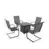 Hartford 5-Piece Patio Set with Gas Fire Table - C-Spring Motion Chairs - Black 2 Hartford 5-Piece Patio Set with Gas Fire Table - C-Spring Motion Chairs - Black -STYLE SELECTIONS Online Shop 49095003 L