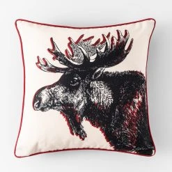 Style Selections Outdoor Cushion - Moose Print - Black/White - 18-in W x 18-in L